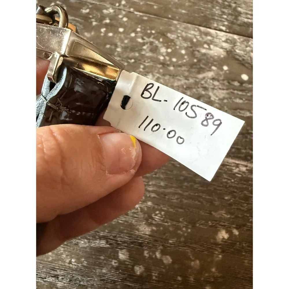 Cara New York Faux Snakeskin Belt Black Padlock Key Charm New